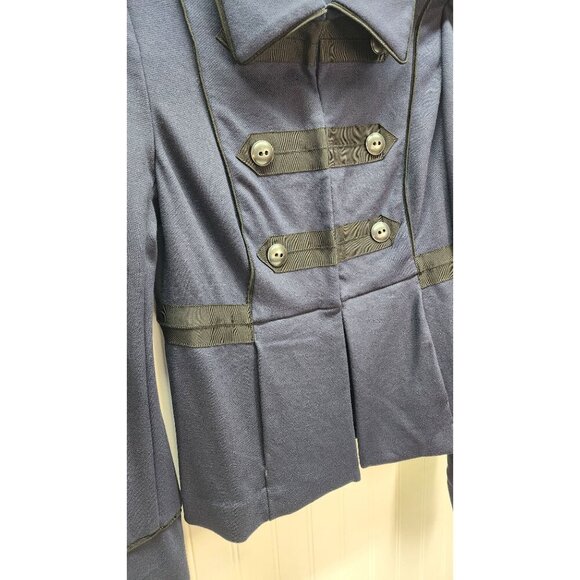 Cabi Double-Breasted Navy Military-Style Jacket With Button Accents & Black Trim - Picture 5 of 15